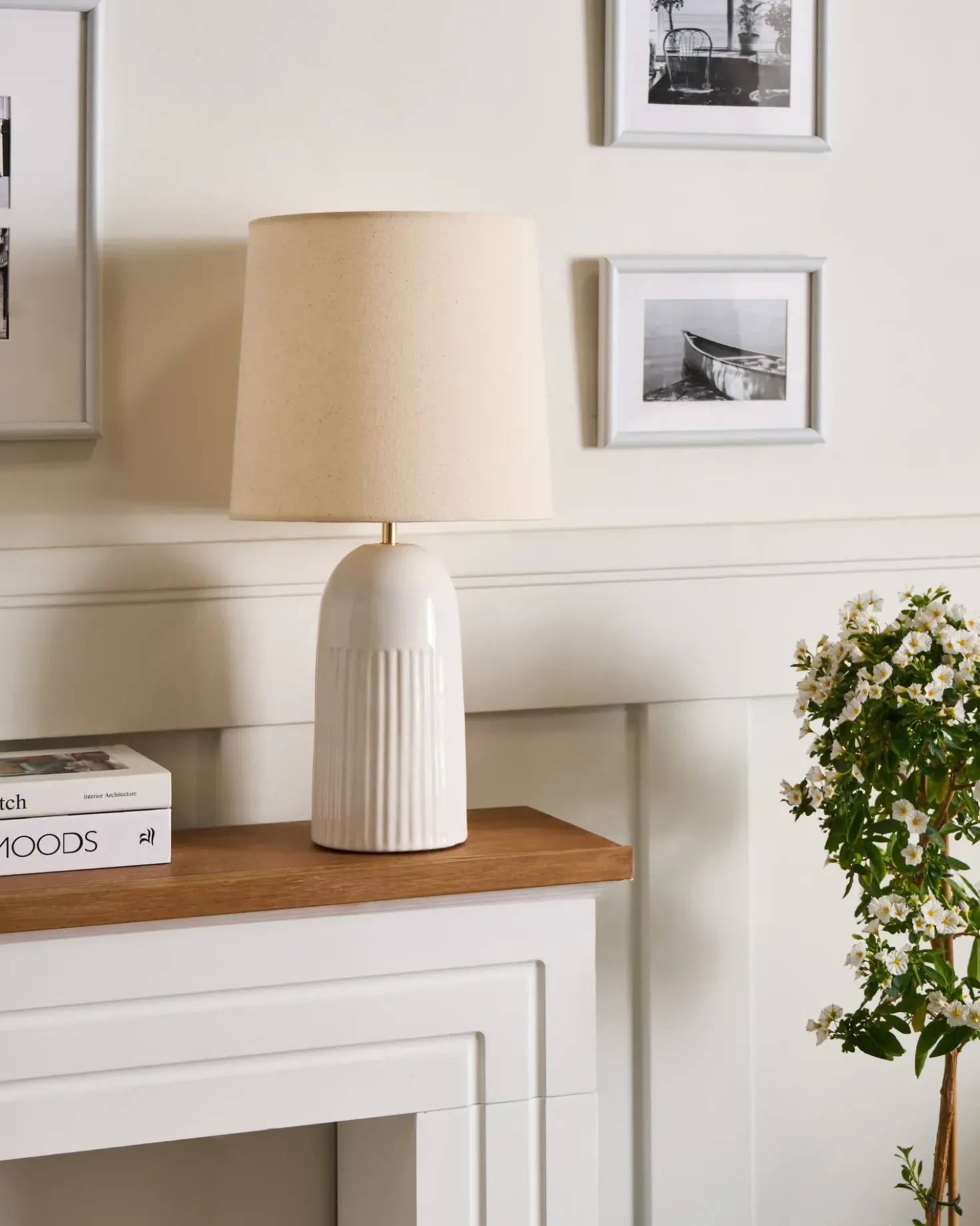 Bordlampe SALIENTE Keramik Cremehvid