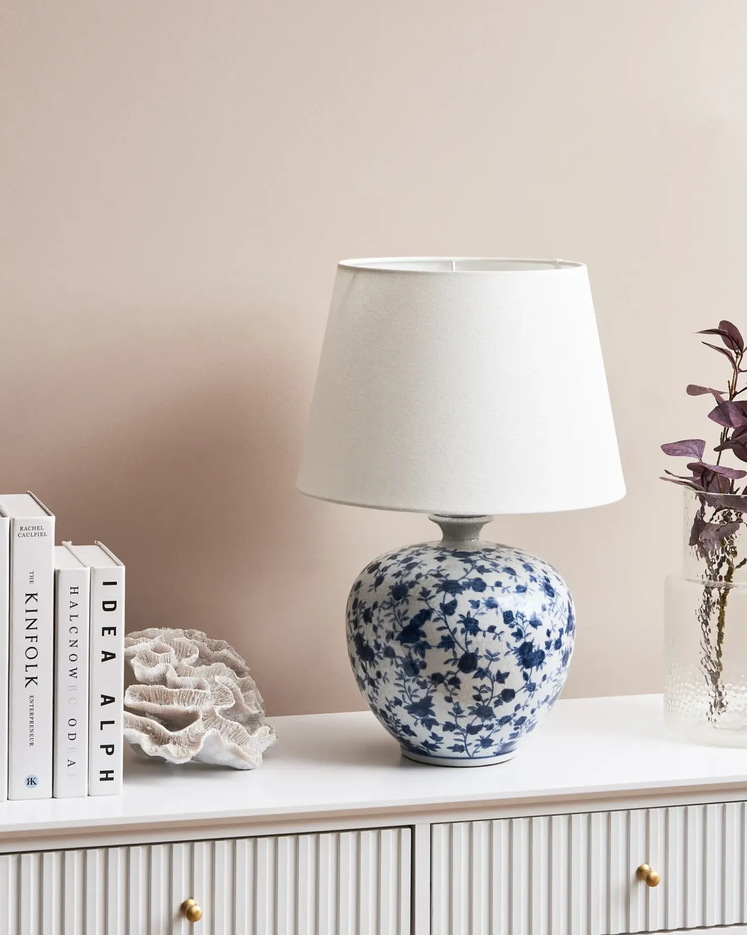 Bordlampe SILVES Porcelæn Hvid/blå