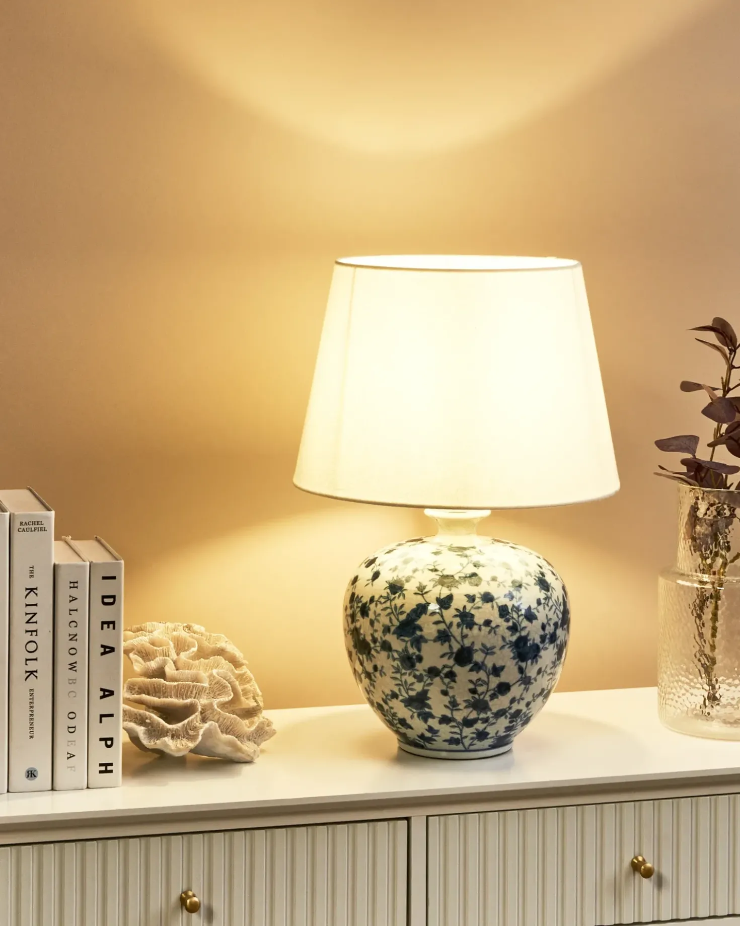 Bordlampe SILVES Porcelæn Hvid/blå
