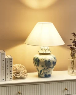 Bordlampe SORRAIA Porcelæn Hvid/blå