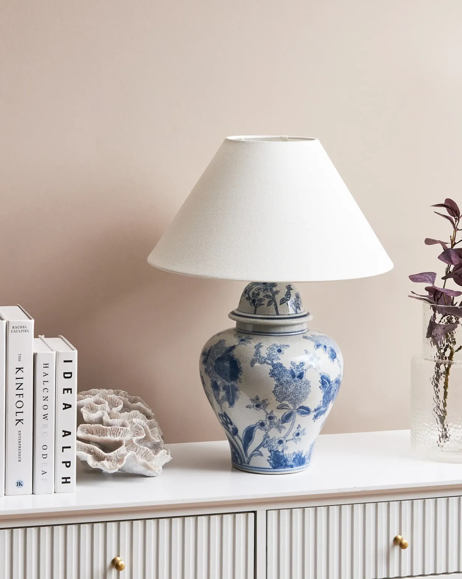 Bordlampe SORRAIA Porcelæn Hvid/blå