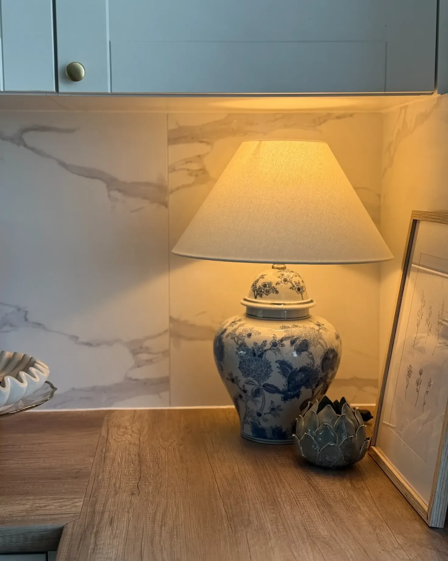 Bordlampe SORRAIA Porcelæn Hvid/blå
