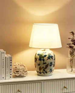Bordlampe SUNJA Porcelæn Hvid/blå