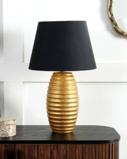 Bordlampe EBRO Porcelæn Guld