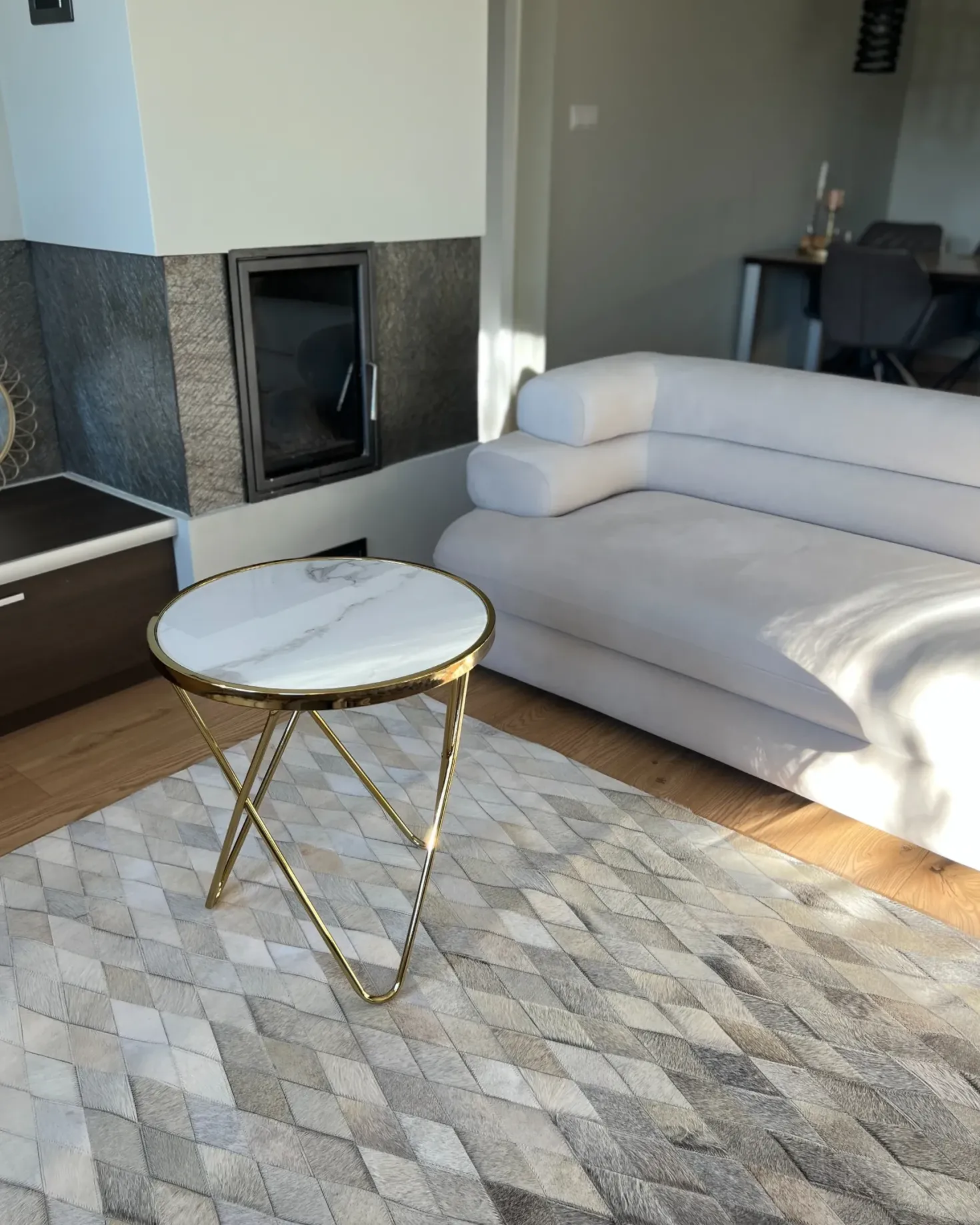Bord MERIDIAN Hærdet glas Marmor/guld