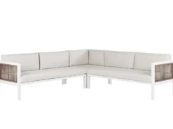 BORELLO 4 personers Have-hjørnesofasæt Venstrevendt Beige Metal