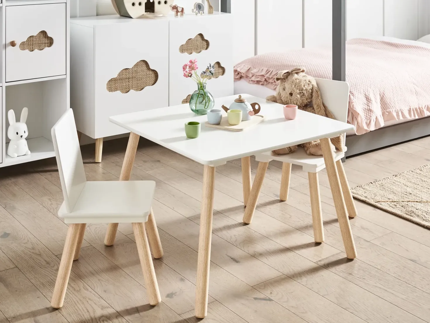 Børnebord med stole WRINGLEY Hvid