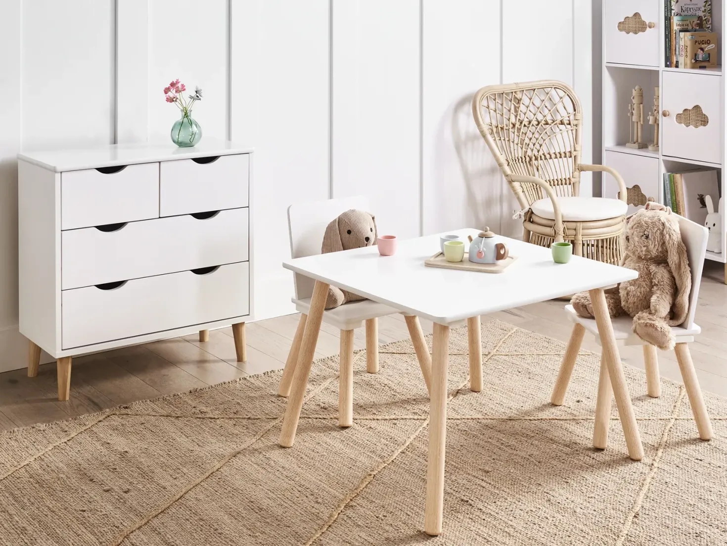 Børnebord med stole WRINGLEY Hvid
