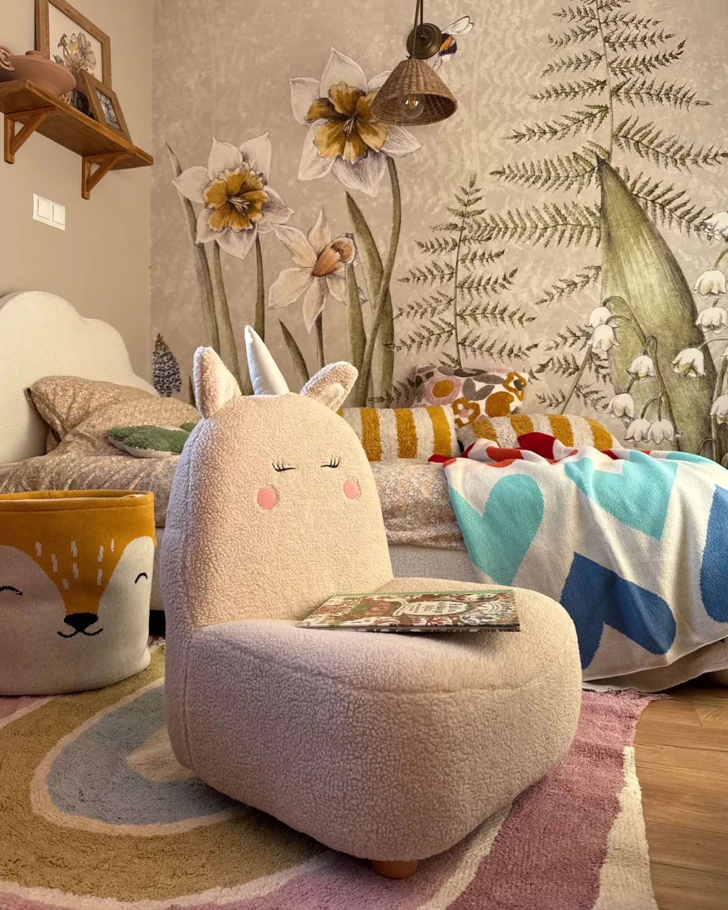 Børnelænestol Enhjørning LULEA Boucle Lys Beige