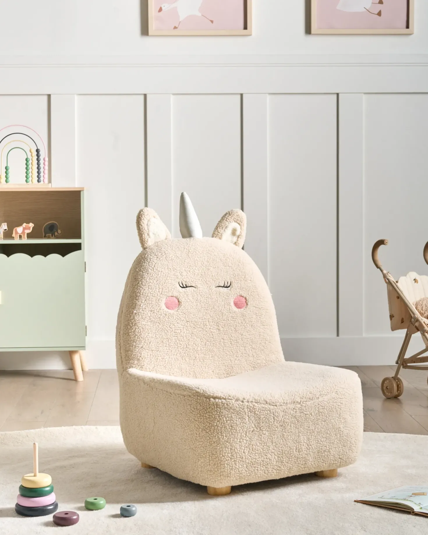 Børnelænestol Enhjørning LULEA Boucle Lys Beige