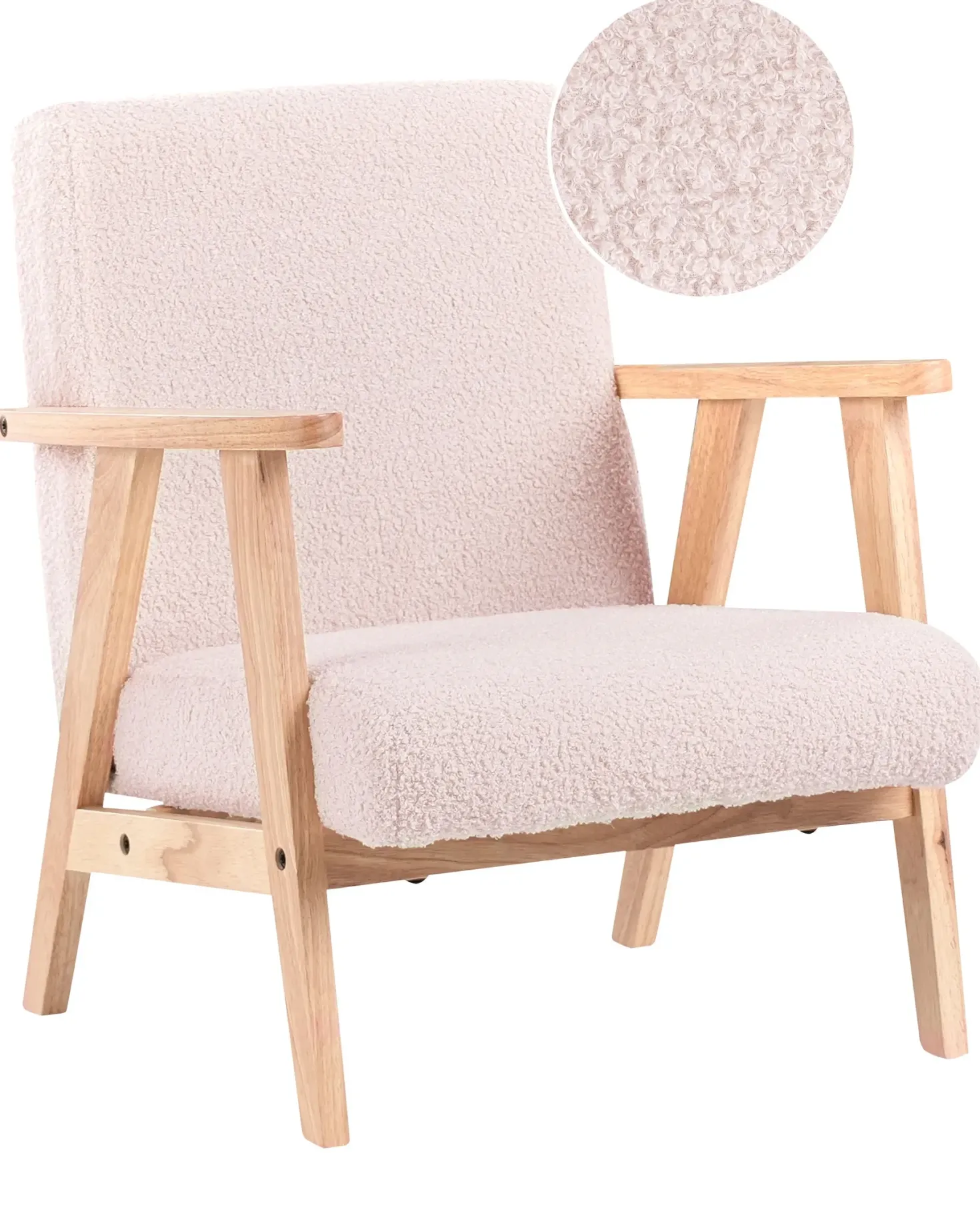 Børnelænestol LINDE Boucle Pastellrosa