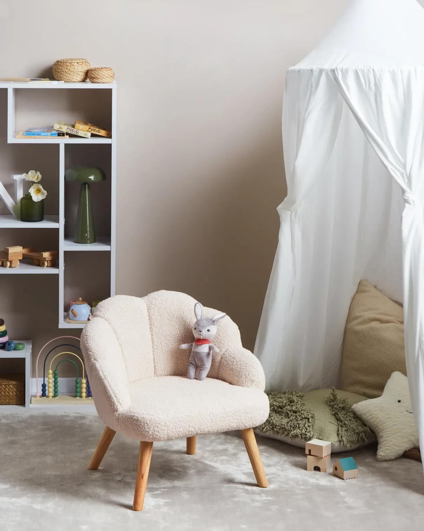 Børnelænestol MILAND Boucle Lys Beige