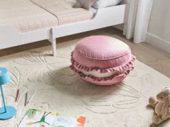 Børnepuf MAROT Velour Lyserød