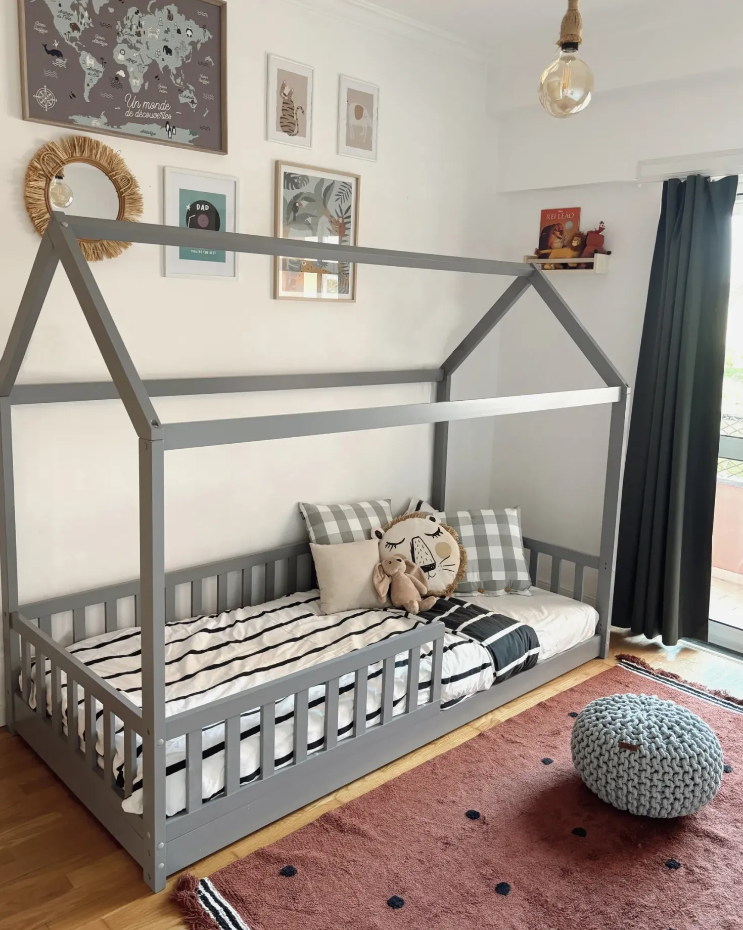 Børneseng Hus Fyretræ COSSAYE 90 x 200 cm Grå