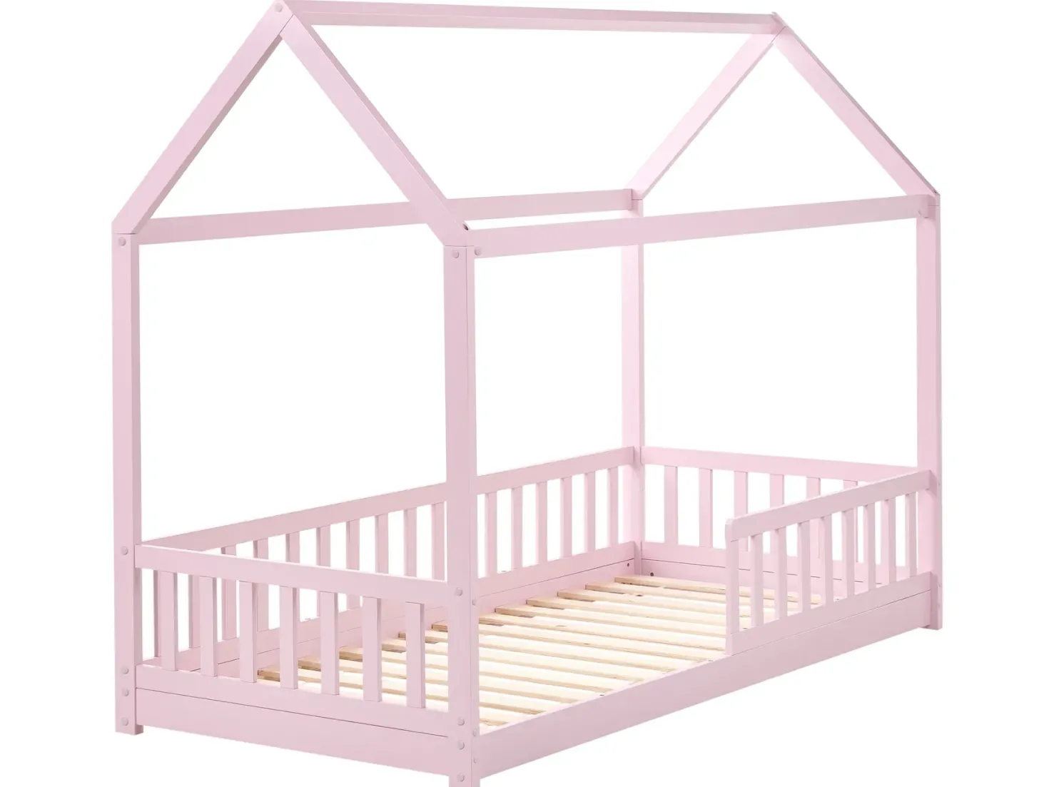 Børneseng Hus Fyretræ COSSAYE 90 x 200 cm Pastellrosa