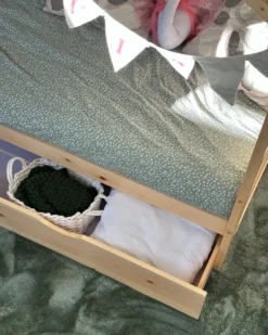 Børneseng Hus Fyretræ ORGEVAL 90 x 200 cm med opbevaring Lysebrun