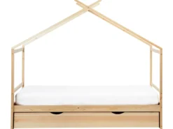 Børneseng Hus Fyretræ ORGEVAL 90 x 200 cm med opbevaring Lysebrun