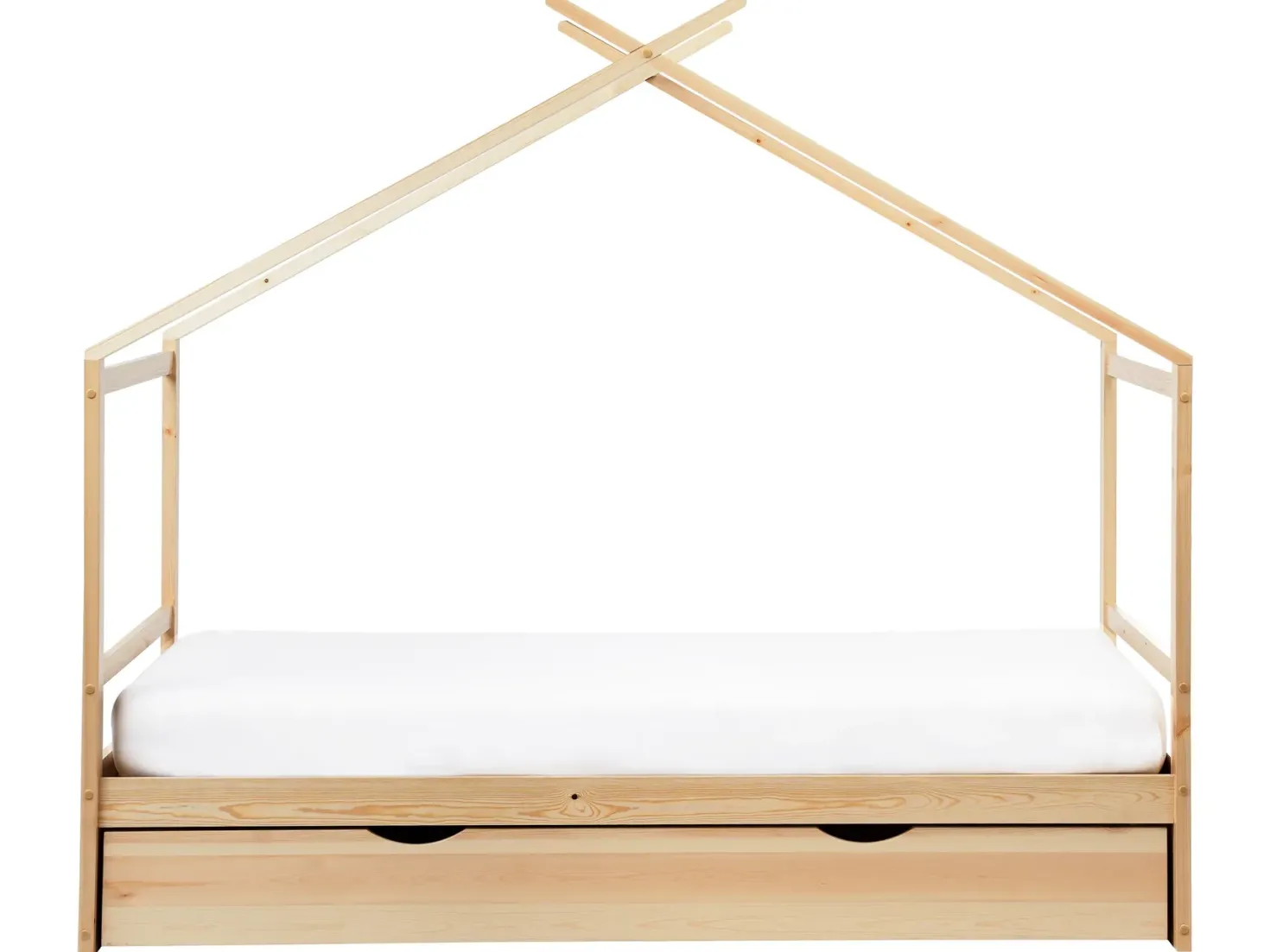 Børneseng Hus Fyretræ ORGEVAL 90 x 200 cm med opbevaring Lysebrun