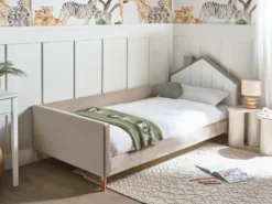 Børneseng Hus Velour KERVAN 90 x 200 cm Brungrå