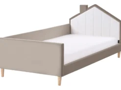 Børneseng Hus Velour KERVAN 90 x 200 cm Brungrå
