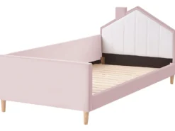 Børneseng Hus Velour KERVAN 90 x 200 cm Lyserød