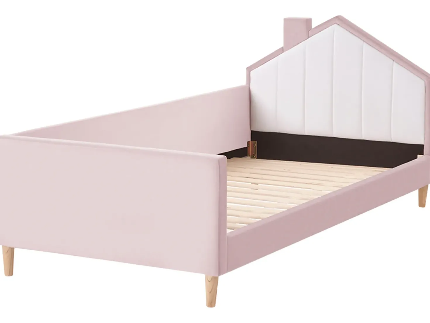 Børneseng Hus Velour KERVAN 90 x 200 cm Lyserød