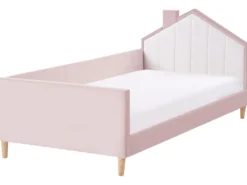 Børneseng Hus Velour KERVAN 90 x 200 cm Lyserød