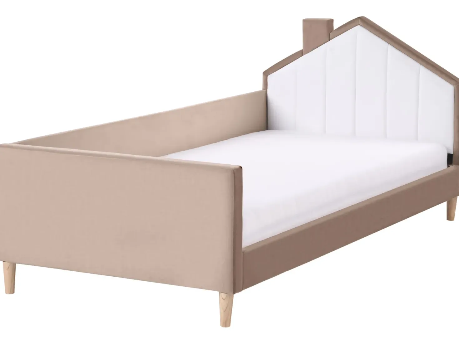 Børneseng Hus Velour KERVAN 90 x 200 cm Lysebrun