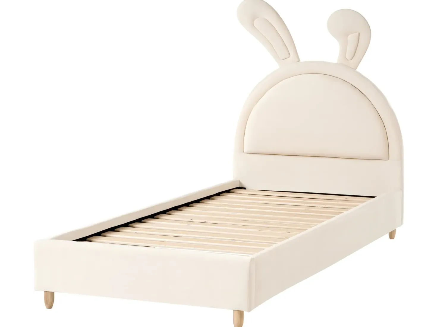 Børneseng Kanin Velour LALLIAS 90 x 200 cm Beige