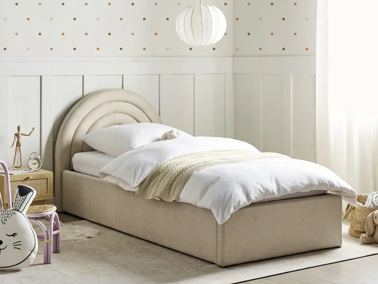 Børneseng med opbevaring ANET 90 x 200 cm Beige