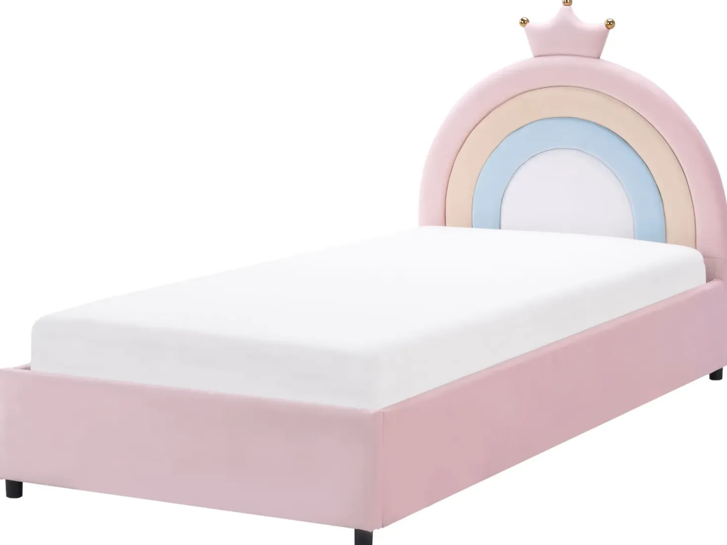 Børneseng med opbevaring Krone Velour GRISETOT 90 x 200 cm Lyserød