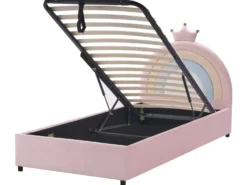 Børneseng med opbevaring Krone Velour GRISETOT 90 x 200 cm Lyserød