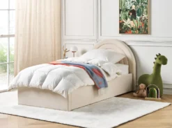 Børneseng med opbevaring Velour ANET 90 x 200 cm Beige