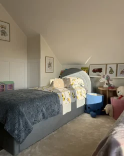 Børneseng med opbevaring Velour ANET 90 x 200 cm Himmelblå