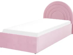 Børneseng med opbevaring Velour ANET 90 x 200 cm Lyserød