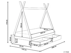 Børneseng med skuffer Tipi Fyretræ DEVAY 90 x 200 cm Hvid