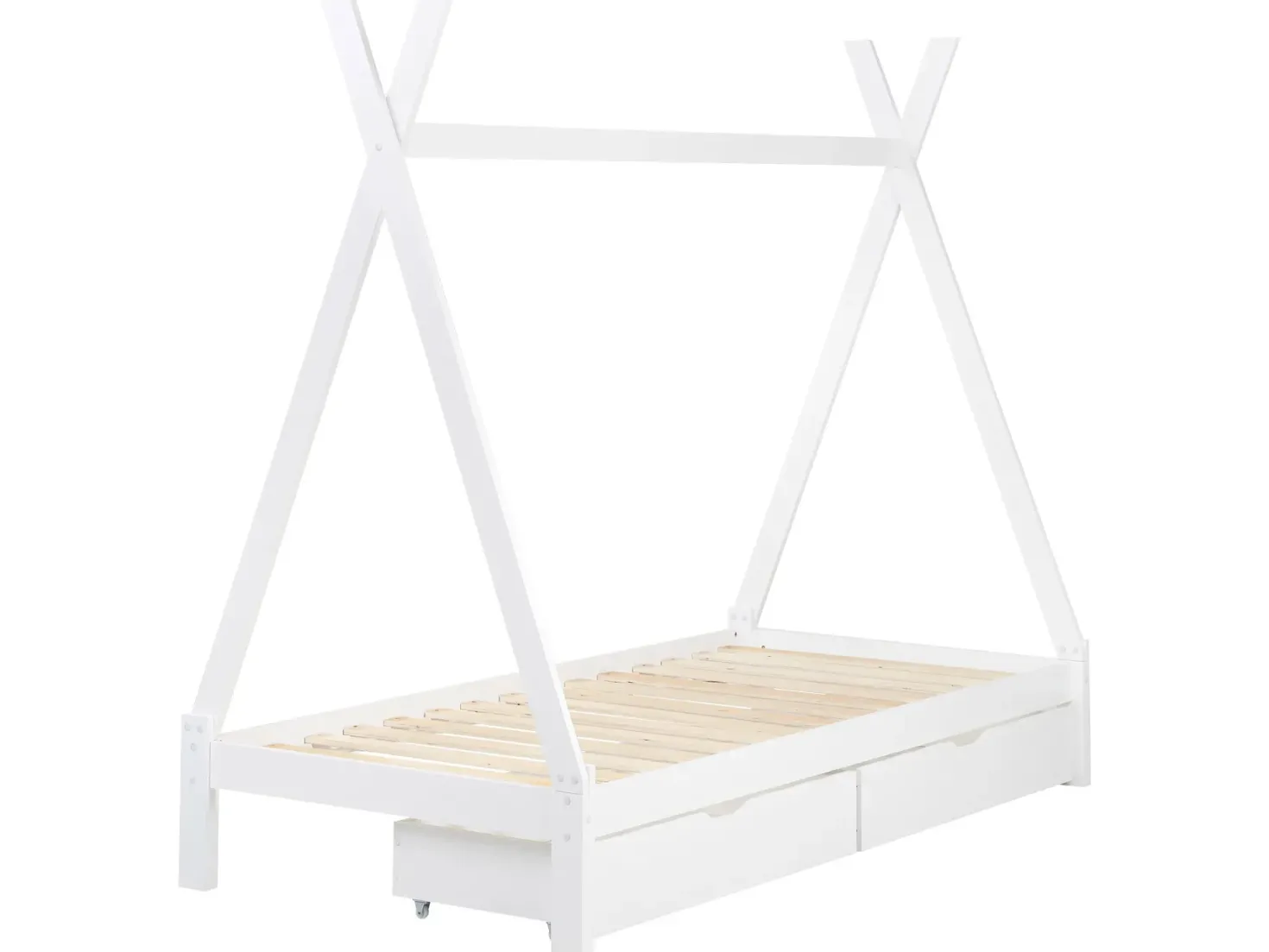 Børneseng med skuffer Tipi Fyretræ DEVAY 90 x 200 cm Hvid