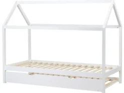 Børneseng med udtræk Fyretræ CRILLON 90 x 200 cm Hvid