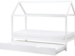 Børneseng med udtræk Fyretræ CRILLON 90 x 200 cm Hvid