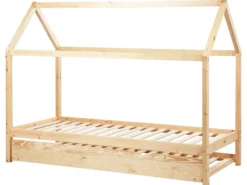 Børneseng med udtræk Fyretræ CRILLON 90 x 200 cm Lysebrun