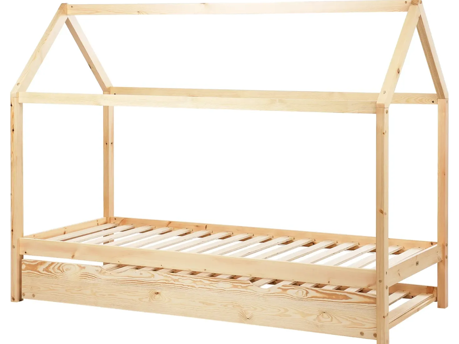 Børneseng med udtræk Fyretræ CRILLON 90 x 200 cm Lysebrun
