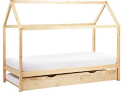 Børneseng med udtræk Fyretræ CRILLON 90 x 200 cm Lysebrun