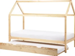 Børneseng med udtræk Fyretræ CRILLON 90 x 200 cm Lysebrun