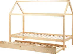 Børneseng med udtræk Fyretræ CRILLON 90 x 200 cm Lysebrun