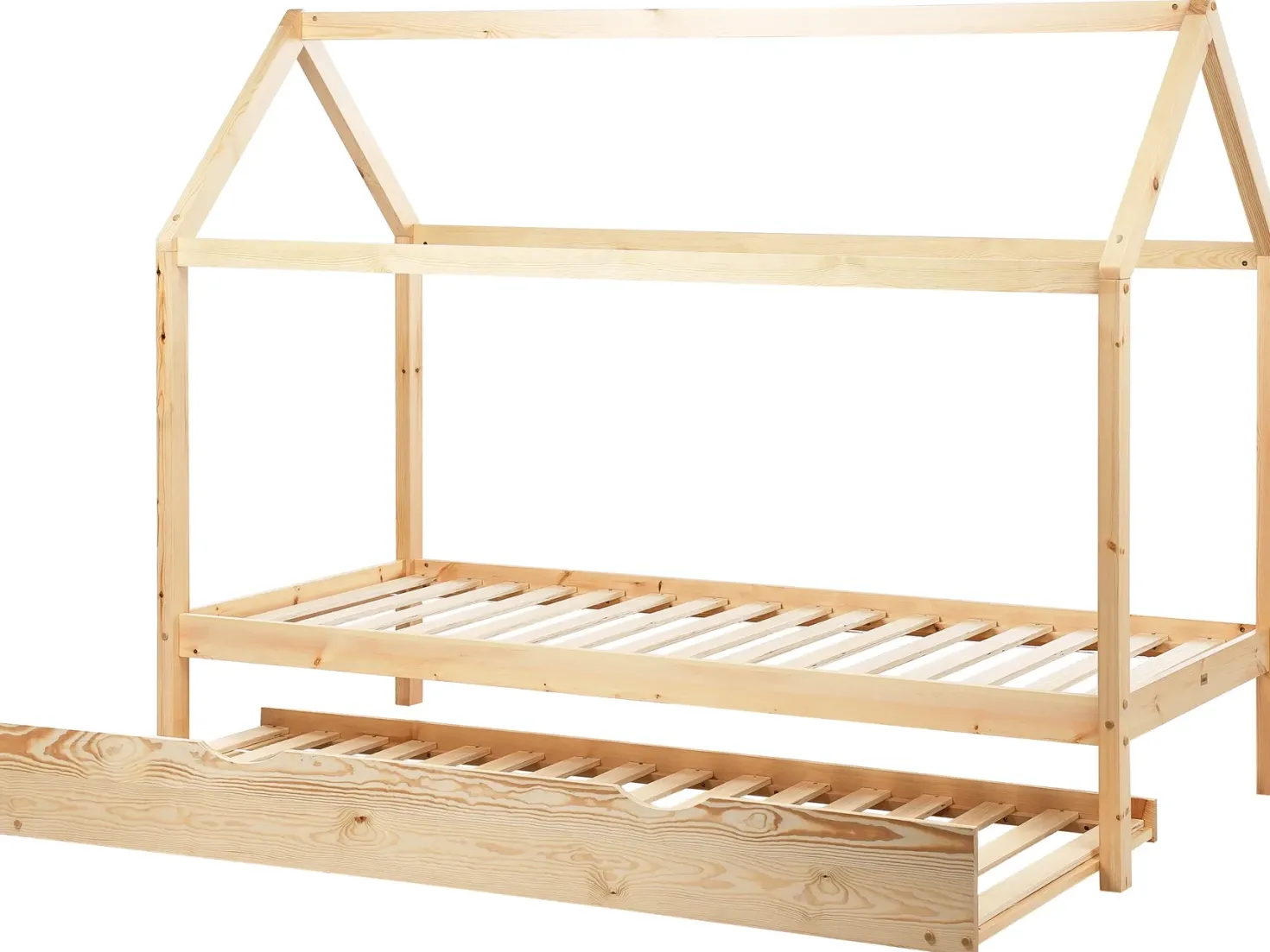 Børneseng med udtræk Fyretræ CRILLON 90 x 200 cm Lysebrun