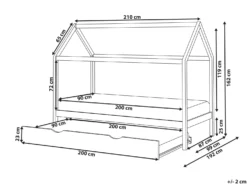 Børneseng med udtræk Fyretræ CRILLON 90 x 200 cm Grå