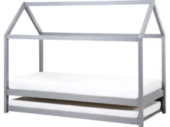Børneseng med udtræk Fyretræ CRILLON 90 x 200 cm Grå