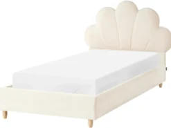 Børneseng Muslingeskal Velour NEULISE 90 x 200 cm Beige