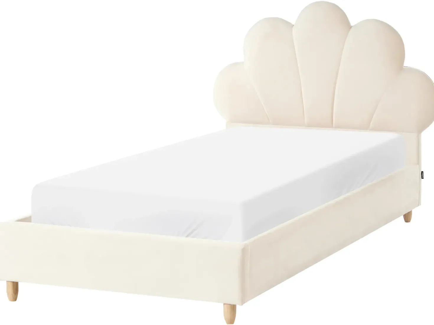 Børneseng Muslingeskal Velour NEULISE 90 x 200 cm Beige