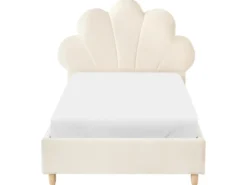 Børneseng Muslingeskal Velour NEULISE 90 x 200 cm Beige